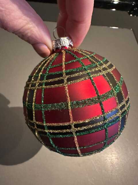 Tartan Sparkle Bauble 8cm Christmas Tree Decoration, Venue Decor, Traditional Baubles, Bauble, Hotel - image 1
