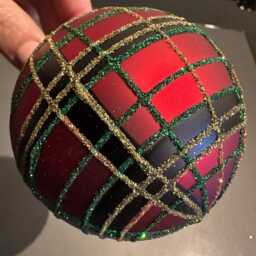 Tartan Sparkle Bauble 8cm Christmas Tree Decoration, Venue Decor, Traditional Baubles, Bauble, Hotel - thumbnail 2