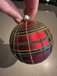 Tartan Sparkle Bauble 8cm Christmas Tree Decoration, Venue Decor, Traditional Baubles, Bauble, Hotel - thumbnail 1