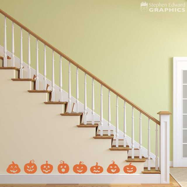 Jack-O-Lantern Decal Set - Halloween Decor Pumpkin Wall Sticker Of 8 - image 1