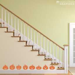 Jack-O-Lantern Decal Set - Halloween Decor Pumpkin Wall Sticker Of 8 - thumbnail 1