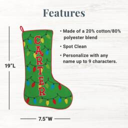 Personalized Holiday Lights Christmas Stockings - Traditional Colors + Design 19 - thumbnail 2
