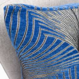 Art Deco Retro Fan Extra-Large Cushion. Electric Midnight Blue & Silver Vintage Design. Luxury Velvet Chenille. 23 - thumbnail 2