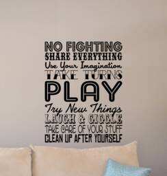 Play Room Rules Wall Decal Sign Playroom Quote Nursery Poster Boy Girl Vinyl Sticker Kids Lettering Children Decor Art 826 - thumbnail 1