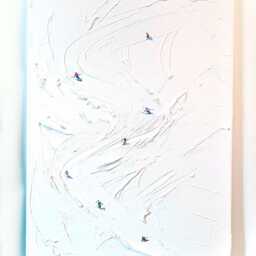 Textured Ski Sport Painting Snowy Mountain 3D Art - 24' X 18'' - thumbnail 3