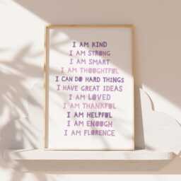 Set Of 3 Girls Bedroom Prints, Affirmation Print Set, Purple Rainbow, Personalised, Nursery, Playroom, Rainbow Wall Art - thumbnail 3