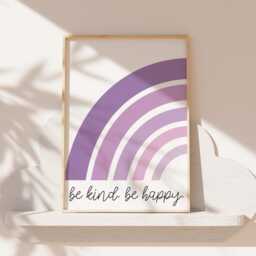Set Of 3 Girls Bedroom Prints, Affirmation Print Set, Purple Rainbow, Personalised, Nursery, Playroom, Rainbow Wall Art - thumbnail 2