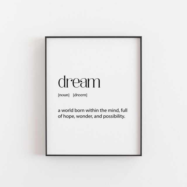 Dream Definition Print - Inspirational Wall Art For Creatives Motivational Home Decor Unframed Dreamer Gift Book Lover Xmas - image 1