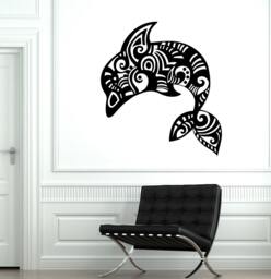 Wall Vinyl Ocean Sea Dolphin Ornament Mural Decal Sticker 1738Dz - thumbnail 1