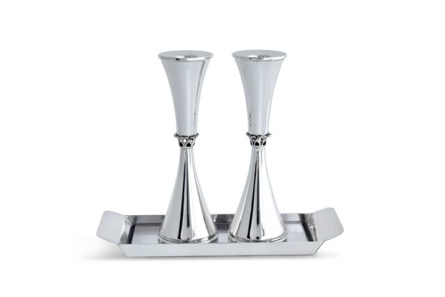 Traditional 925 Sterling Silver Candlesticks With Delicate Filigree Crown Decoration - Classic Bat Mitzvah Gift - image 1