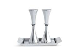 Traditional 925 Sterling Silver Candlesticks With Delicate Filigree Crown Decoration - Classic Bat Mitzvah Gift - thumbnail 1