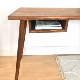 Bespoke Handmade Wooden Table/Desk With Drawer 120 X 60cm Industrial Retro, Urban, Tapered Wood Legs, Solid Wood, Natural, Dark Colour - thumbnail 3