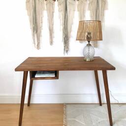 Bespoke Handmade Wooden Table/Desk With Drawer 120 X 60cm Industrial Retro, Urban, Tapered Wood Legs, Solid Wood, Natural, Dark Colour - thumbnail 2