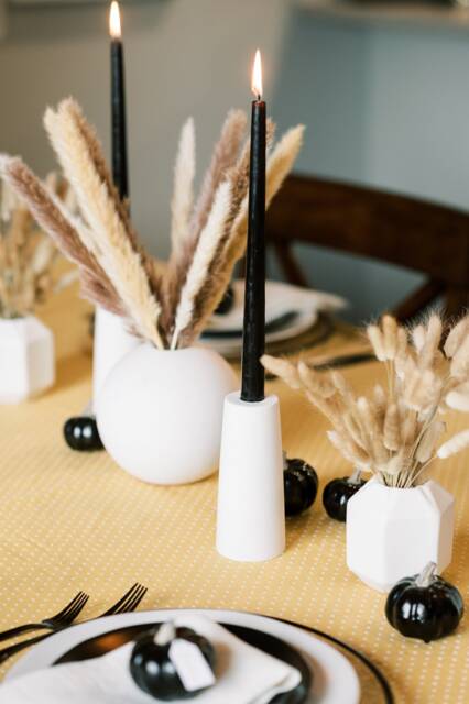 Large Cylinder Concrete Modern White Taper Candle Holder - image 1