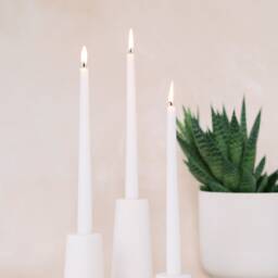 Large Cylinder Concrete Modern White Taper Candle Holder - thumbnail 4