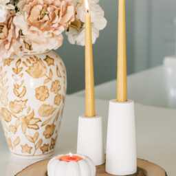 Large Cylinder Concrete Modern White Taper Candle Holder - thumbnail 2