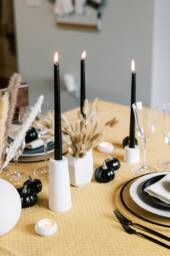 Large Cylinder Concrete Modern White Taper Candle Holder - thumbnail 1
