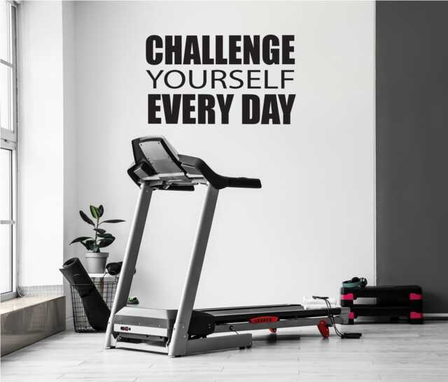 Classroom Wall Decal, Gym Decal. Challenge Yourself Every Day, Office Sticker, Sign For Fitness Studio - image 1