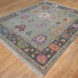 Earl Gray Wool Oushak Rug, Colorful Area Rug Ar_3857 - thumbnail 2