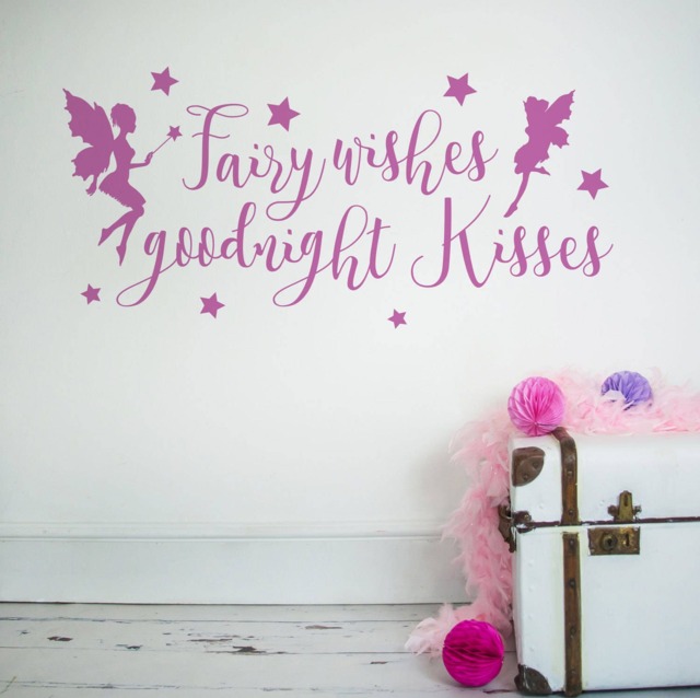 Fairy Wishes & Goodnight Kisses Wall Sticker - Wall Stickers Quotes Children's Room Home Decor - image 1