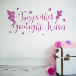 Fairy Wishes & Goodnight Kisses Wall Sticker - Wall Stickers Quotes Children's Room Home Decor - thumbnail 1