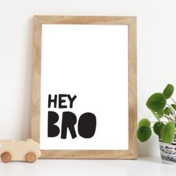 Hey Bro Print, Brother Prints, Brothers Wall Art, Big Lil Bro, Boys Bedroom Poster, Monochrome, Nursery Art - thumbnail 2