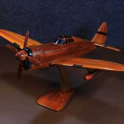 Wwii Radial-Engine Fighter Wood Model - Handcrafted Mahogany Display Plane - thumbnail 2