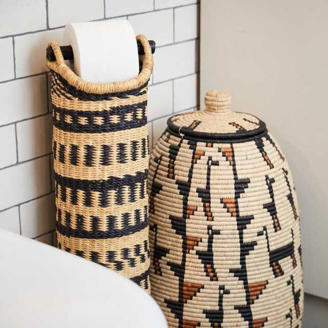 Ghanaian Hand Woven Tubular Toilet Roll Holder - image 1