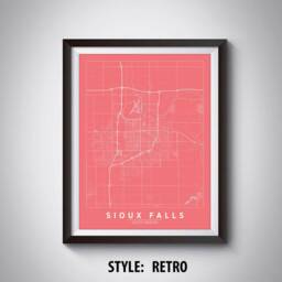 Sioux Falls Sd Map Art Print 1940S Style Travel Poster - thumbnail 4