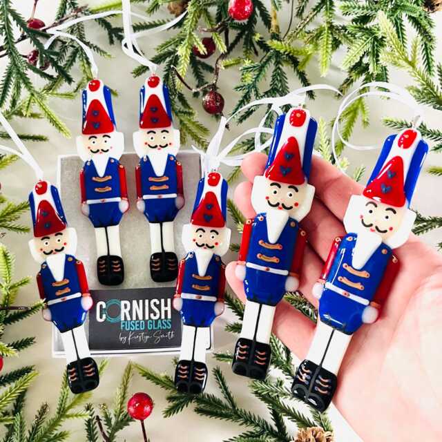 Fused Glass British Nut Cracker, Toy Solider Christmas Decoration, Tree Decor, Cornish Fused Glass - image 1