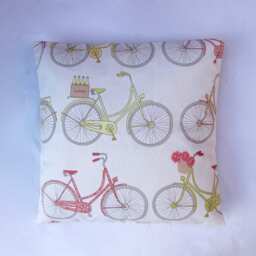 Shabby Chic Bicycle Print Cushion Cover - 16x16 Cotton Pillow - thumbnail 3