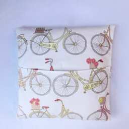 Shabby Chic Bicycle Print Cushion Cover - 16x16 Cotton Pillow - thumbnail 4