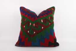 Handmade Turkish Kilim Pillow Vintage Wool Cushion Cover - 24x24
