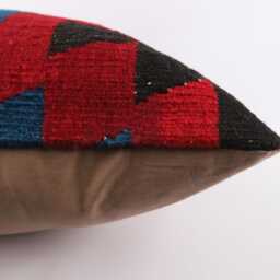 Handmade Turkish Kilim Pillow Vintage Wool Cushion Cover - 24x24 - thumbnail 4