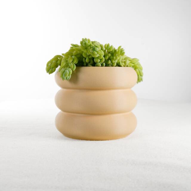 Bubble Pot, 3D Printed Planter, Ring Stacked Planter With Drainage, Minimal Decor, 4 5 6 7 8 Inch Plant Pot in Matte Beige - image 1