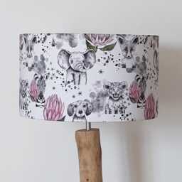 Lampshade Or Pendant Light With Jungle Animal Motif Pink Flowers - Tiger Fox Zebra Elephant Dog Christmas Baby Gift Idea - thumbnail 4
