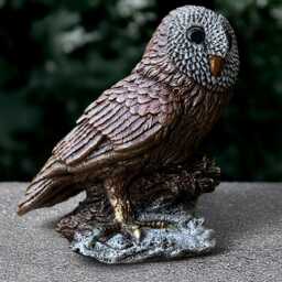 Stone Owl Statue Concrete Bird Figurine Cement Animal Decoration Outdoor Wise Sculpture Realistic Ornament Garden & Home Art - thumbnail 3