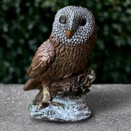 Stone Owl Statue Concrete Bird Figurine Cement Animal Decoration Outdoor Wise Sculpture Realistic Ornament Garden & Home Art - thumbnail 2