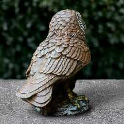 Stone Owl Statue Concrete Bird Figurine Cement Animal Decoration Outdoor Wise Sculpture Realistic Ornament Garden & Home Art - thumbnail 4