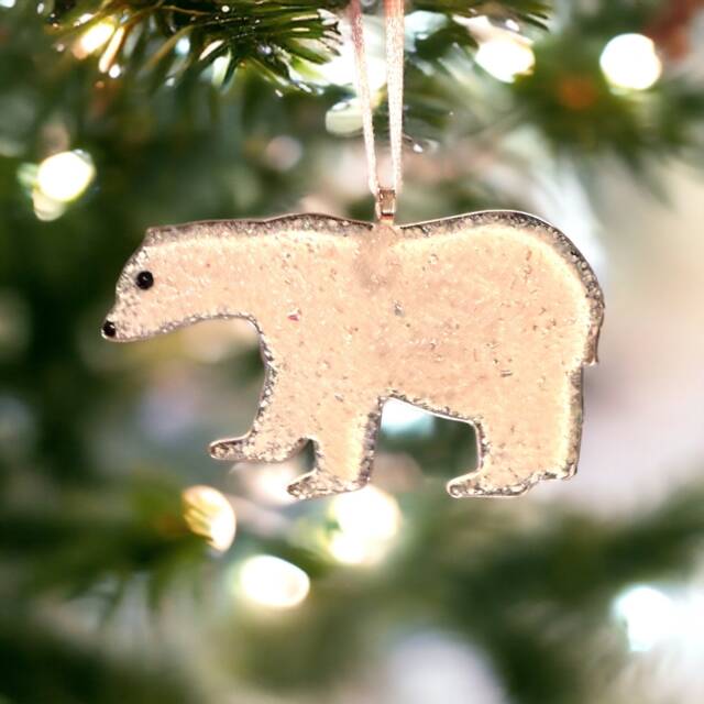 Fused Glass Polar Bear Christmas Tree Decoration - image 1
