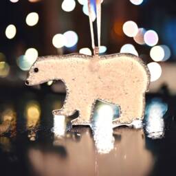 Fused Glass Polar Bear Christmas Tree Decoration - thumbnail 2