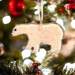 Fused Glass Polar Bear Christmas Tree Decoration - thumbnail 3