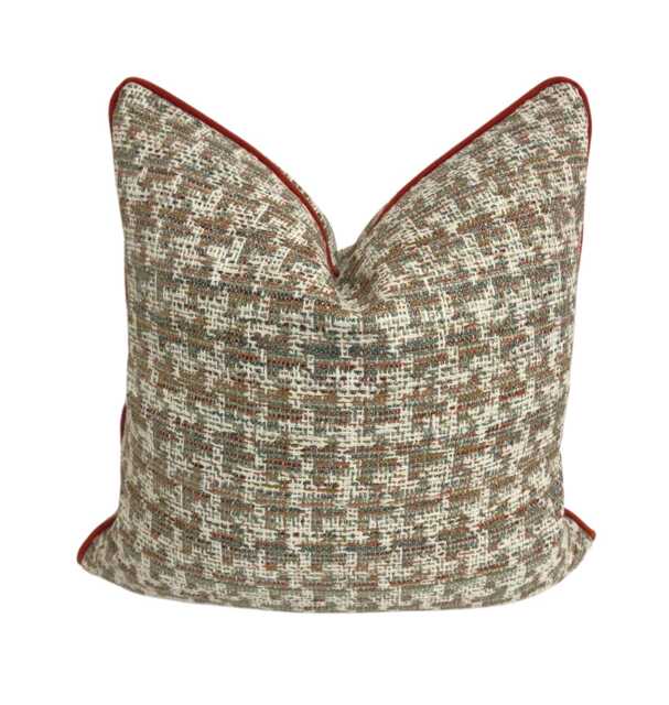 Clarke & - Yves Autumn Basketweave Modern Check Designer Cushion Cover Luxury Throw Pillow Handmade Home Decor - image 1
