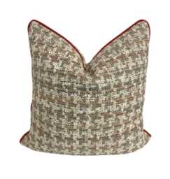 Clarke & - Yves Autumn Basketweave Modern Check Designer Cushion Cover Luxury Throw Pillow Handmade Home Decor - thumbnail 1