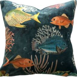 Tropical Fish Velvet Cushion Cover Ocean Reef Throw Pillow - thumbnail 2