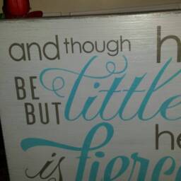 And Though He Be But Little Is Fierce Distressed Wood Sign Baby Shower Gift Bedroom Wall Hanging Nursery Decor Boy/Girl Decoration - thumbnail 2