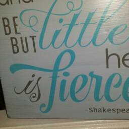 And Though He Be But Little Is Fierce Distressed Wood Sign Baby Shower Gift Bedroom Wall Hanging Nursery Decor Boy/Girl Decoration - thumbnail 3