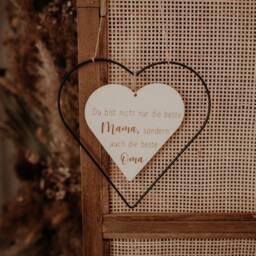Mother's Day Gift Idea - Personalized Metal Heart With Wooden - thumbnail 2