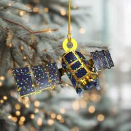 Satellite Led Light Personalized Ornament, Tree Hanging Decor, Christmas Flat 2D Ornament Acrylic/Wooden - thumbnail 2