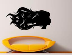 Hair Salon Wall Vinyl Decal Hairdressing Beauty Girl Sticker Interior Removable Art Decor - 10Hsl - thumbnail 1
